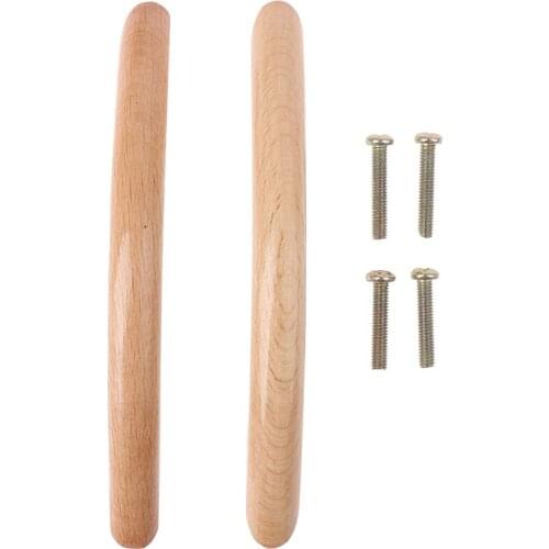 2Pcs Kitchen Cabinet Furniture Handle Solid Wooden Cabinet Knob and Handle Dresser Door Drawer Wood Pull Handle Knobs