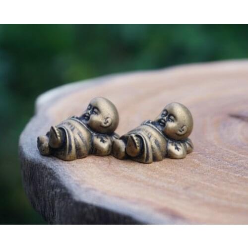 2pcs Bronze Beads Carved Monk Brass Bead Copper Mala Beads Japa Pendant Tiny Charms Bracelet Jewelry Findings DIY Accessories