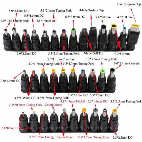 34 pcs Laptop Notebook Input DC Universal Plug Set Jack Tip 4 AC Adapter Charger