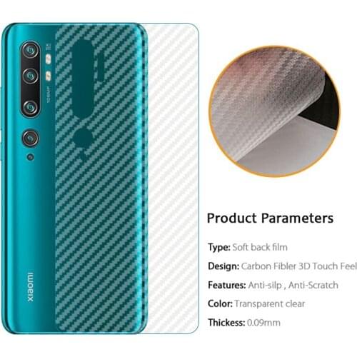 5pcs/lot 3D Carbon Fiber Back Film For Xiaomi Mi Note10 Pro Protective Back Screen Protector Film Sticker for Xiaomi Mi CC9 Pro