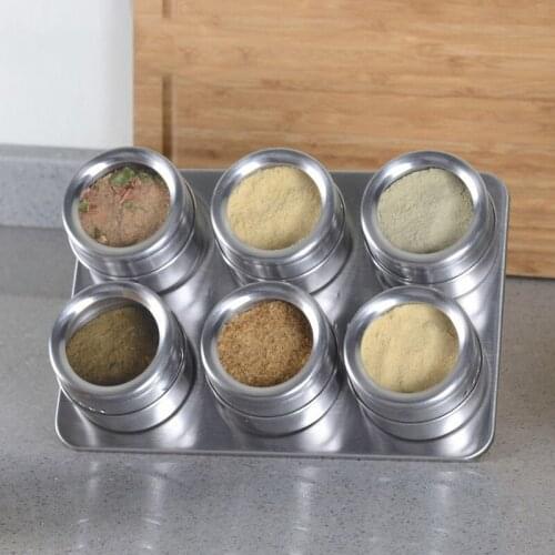 6 pcs 304 Stainless Steel Spice and Pepper Shaker Seasoning Box Kitchen Tools Gadgets Herb Accessories