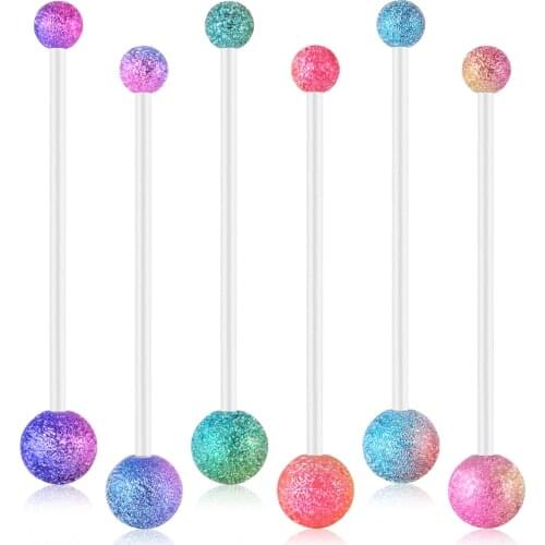 6PCS Bioplast Flexible CZ Gem Belly Navel Ring Matte ball Pregnant Navel Piercing Comfortable Body Jewelry 14 Gauge