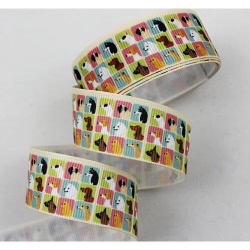 9mm/16mm/22mm/25mm/38mm/75mm hound print grosgrain ribbon 10/25/50yards DIY gift wrap sewing wedding decor ribbon