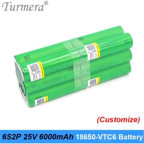 Turmera 6S 21.6V 25.2V Battery 18650 pack vtc6 6S2P 6000mah soldering battery for screwdriver and garden tool customized battery