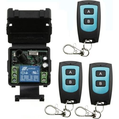 Hot Sales new Wireless RF Remote Control Switch DC 12V 10A 1CH 3PCS Transmitter With Battery+ Receiver Access/door System
