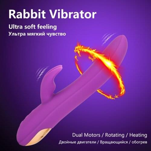 Erotic Rotating Dildo Vibrator Heating Rabbit Vibrator Rotation Vibration G Spot Clitoris Stimulator Adult Sex Toys for Woman