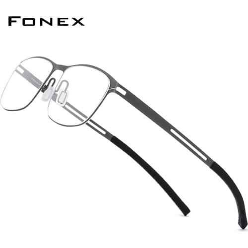 FONEX B Titanium Glasses Frame Men Square Optical Prescription Eyeglasses 2020 New Antiskid Silicone Screwless Eyewear 8529