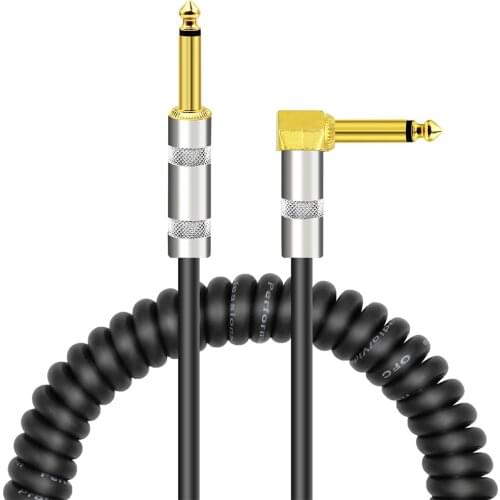 Curly Musical Instrument Audio Guitar Cable Cord 1/4 Inch TS Plugs PU Jacket for Electric Guitar Bass Mixer Amplifier Equalizer