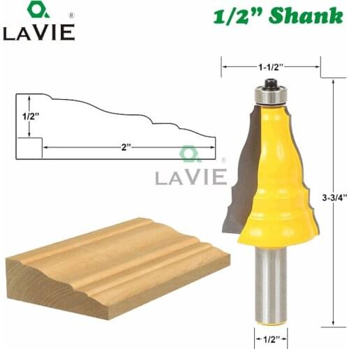LAVIE 1PC 12MM 1/2 Shank Gong Cutter Armrest Door Window Casing Router Bit Line Milling Cutter for Wood Woodworking Tool MC03012