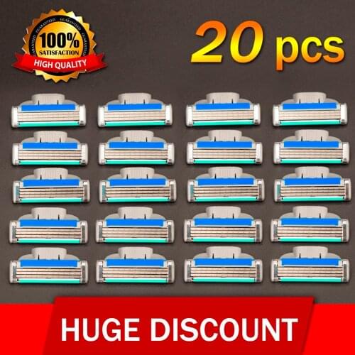 20pcs/set Brand High Quality GradeAAA+ Face Care Safety Razor Blades Shaving Razor Blades For Men Mache 3 Standard for RU&Euro