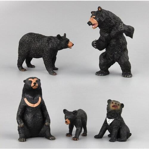 Simulation Wild Zoo Animal Black Bear Plastic Figurine Decorative Garden Home For Kid Toys