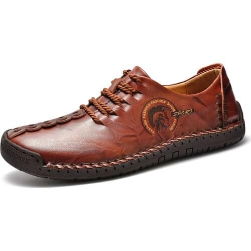 Plus Size Fashion Men Shoes Split Leather Men Shoes Casual Comfortable Men Loafers Flats Shoes Breathable Shoes Men