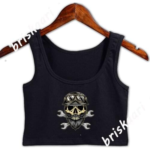 Motorcyclist Motorcycle Tool Rocker Skull Crop Top Top Gift Clothing Comical Summer Style Size S-4xl Novelty Designing Vest