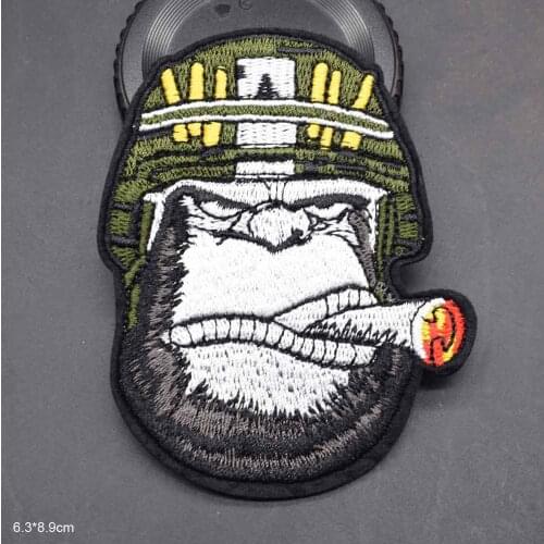 Animal Iron On Smoking Ape Arang Caesar Embroidered Clothes Patches For Clothing Stickers Garment Wholesale