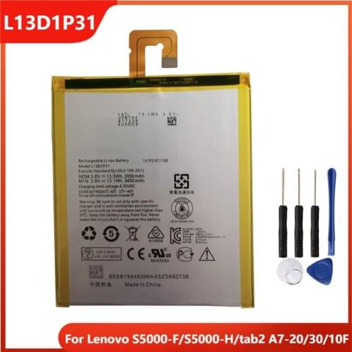 Original Phone Battery L13D1P31 For Lenovo S5000-F/S5000-H/tab2 A7-20/30/10F Replacement Rechargable Batteries 3450mAh