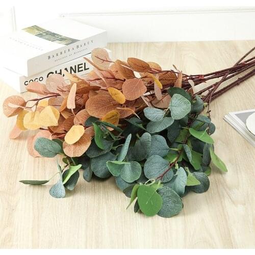90CM Autumn Colors Flowers Silk Apple Leaves Artificial Eucalyptus Green Plants for Wedding Decoration
