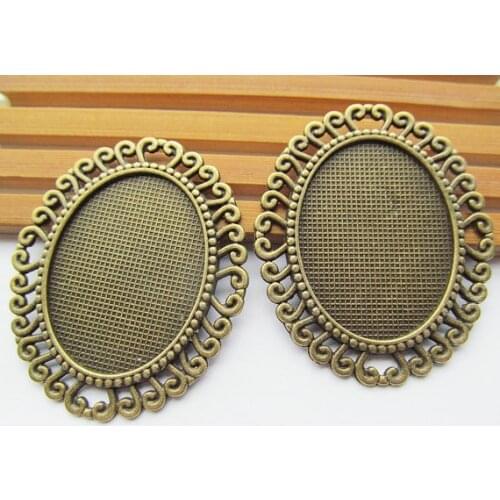 20pcs 2 Colors Oval/Ellispe Border Frame Base Setting Pendant Charm/Finding,fit 30mmx40mm Cabochon/Picture/Cameo