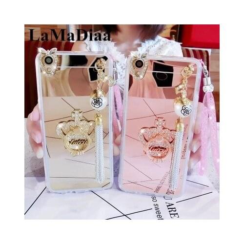 LaMaDiaa Tassel Pendant Ring Holder Phone Case For Samsung S10 S9 S8 Plus S7 edge Note10 Note9 Note8 Note5 Mirror Cover TPU Case