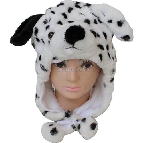 Plush Animal Cartoon Dalmatian Fuzzy Beanie Hat Winter Adult Women Mens Children Kids Boys Girls Costume Warm Fluffy Cosplay