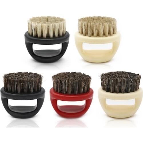 Boar Bristles Beard Brush Mens Shaving Styling Comb Brush Ring Designs Portable Barber Men Mustache Brush For Facial Shaving