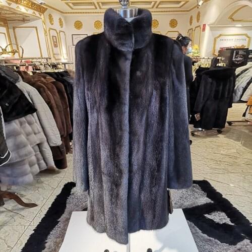 Gray Birdie mink fur coat Imported velvet loose real fur mink fur coat Italian fashion design mink coats women 9225