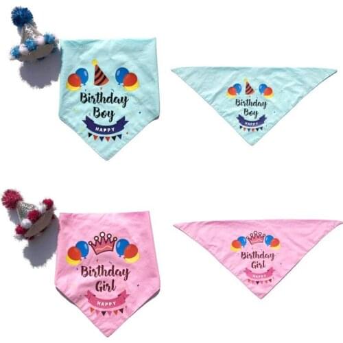 Pet Birthday Saliva Towel Birthday Party Hat Double Cotton Dog Scarf