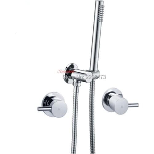 Smesiteli Shower Head Faucets Brass Handheld Shower Head & Adjustable Holder Wall Connector Set Chrome Finish Bathroom Faucet