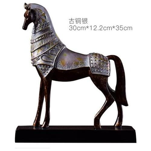 American Animal head Trotting Horse Statue Animal Figurine Miniture Home Office Decoration Resin Craft art home