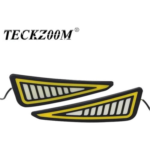 TECKZOOM New Car Accessories Cob LED Drl Daytime Running Light Triangle Cob LED Switchback DRL White Amber Turn Signal Strip