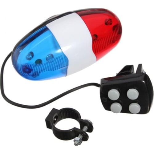 6 Led Flashing Bike Electric Horn Bicycle Trumpet Bell Warning Light With 4 Siren Sound Mode Daily Waterproof