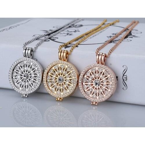 High grade sale flowes gold 35mm coin necklace pendants disc fit my 33mm coins holder for women fashion jewelry 2017