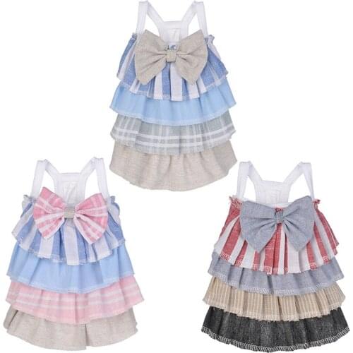 Spring Summer Pet Clothes Sleeveless Bow Ruffled Cake Skirt Party Birthday Dog Dress Cat Skirt Dog Clothes for Small Dogs XS-XL