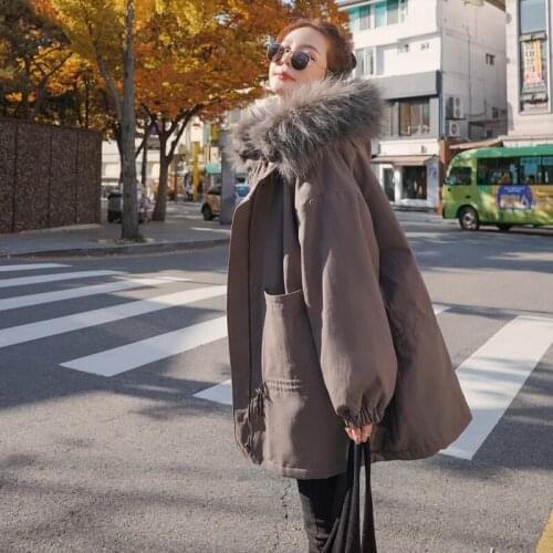 Winter Woman Parkas Warm Thick Cotton Jacket Women Korean Style Big Fur Collar Coat Female Loose Women Clothes Overcoat WPY4001