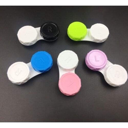1PCS Mini Colored Contact Lenses Case L+R Contact Lens Case for Eyes Travel Eyewear Accessories Kit Holder Lens Container Women