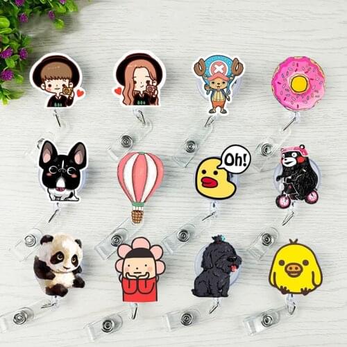 2020 Cute Retractable Nurse Badge Reel Clip Exhibiton Students ID Name Card Badge Holder Cartoon Key Card Belt Badge Reel Clip