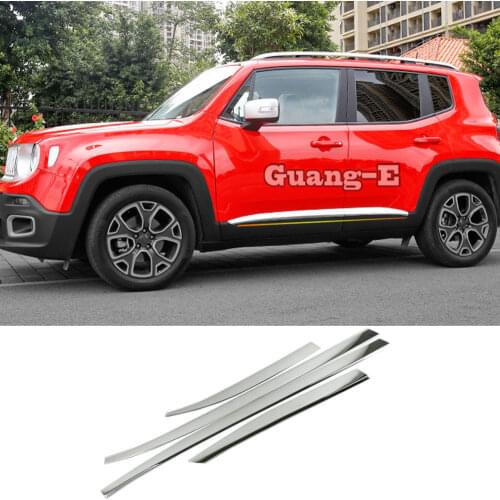 Car ABS Chrome Side Door Trim Strip Molding Stream Lamp Panel Bumper 4pcs For Jeep Renegade 2017 2018 2019 2020