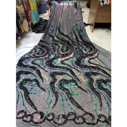 African Sequin Lace Fabric 2021 Embroidery Nigeria Lace Fabric High Quality French Tulle Lace Fabric Dress H3638