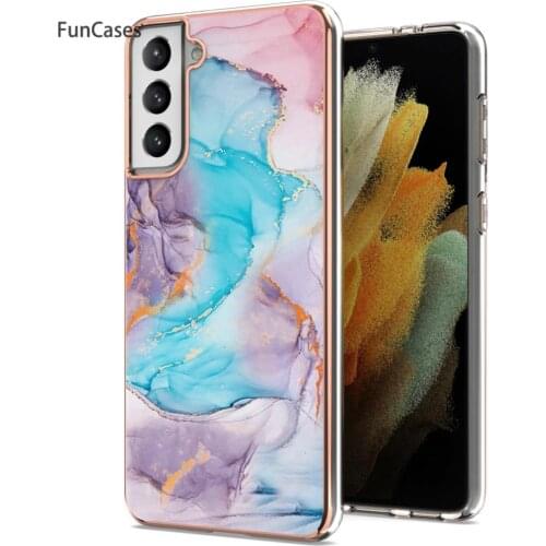 Marble Flower Phone Shell Cover For case Samsung S21 Plus Pattern sFor Samsung Galaxy hoesje S21 Plus 5G Soft IMD Pouch Capinha