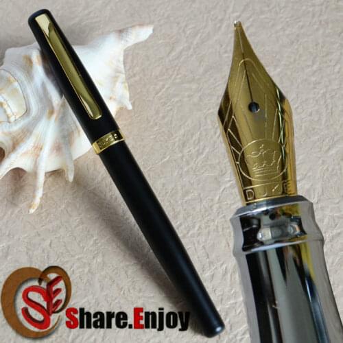 DUKE 209 ELEGANT FROSTED BLACK AND GOLDEN 22KGP M NIB FOUNTAIN PEN
