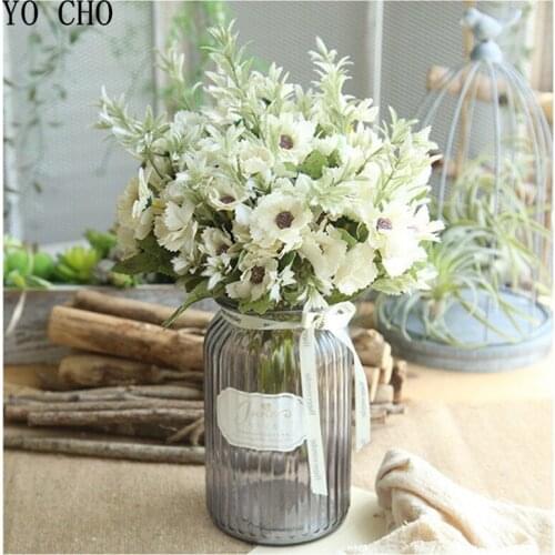 15 Heads Mini Silk Milan Flower Artificial Flowers Bride Bouquet Fake Milan Bouquet Flores For Wedding Home Party Decor Flowers