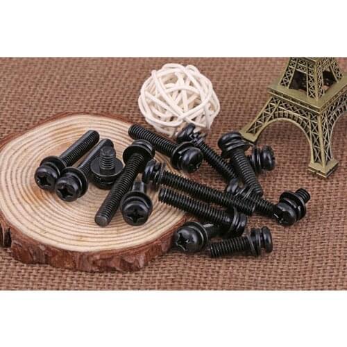 M5 M6 Black Round Head Phillips Pan Head Three Combination Screw Black Zinc Round Head Three Combination Screw With Pad Bolt