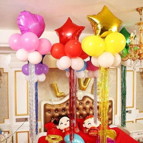 5-Piece 18 Inch Star Heart-Shaped Metal Foil Balloon Fringed Wedding Decorations Childrens Adult Gas Party Supplies