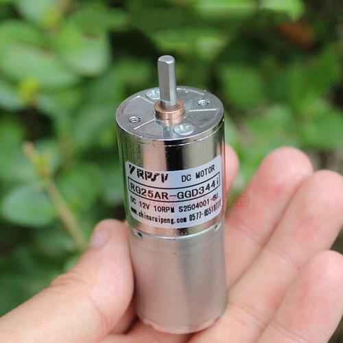 Mini 25mm 370 Full Metal Gear Motor DC 5V-12V 10RPM Slow Speed Large Torque D shaft DC Motor DIY Robot Car Toy Model