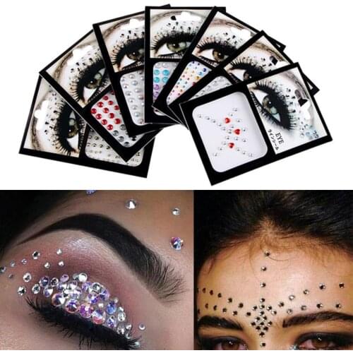Fashion Tattoo Diamond Eyeliner Eyeshadow Crystal Eyes Sticker Rhinestone Glitter Temporary Face Tattoo DIY Body Art Decorations