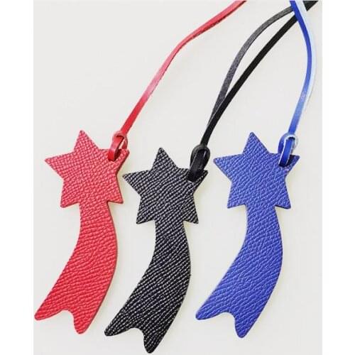 Fashion Star Keychain For Womens Charm Bag Holder Pendant Real Leather Keyring Unisex Car Ornaments Gift Accessories Chain