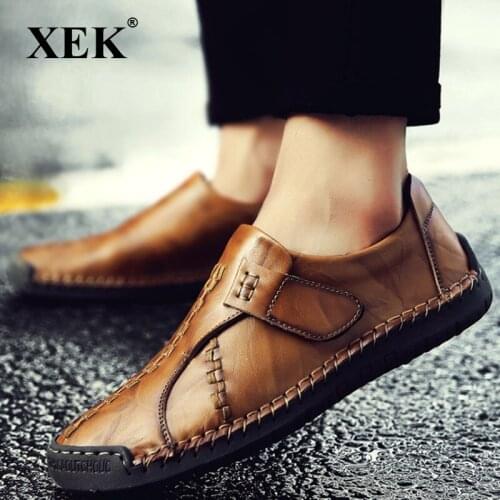 XEK 2018 Leather Loafers Men Moccasin Sneakers Flat High Quality Causal Men Shoes Adult Male Footwear Boat Shoes ZLL172