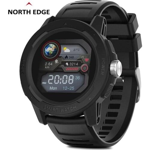 NORTH EDGE Mens Smart Music Control Watch Heart Rate Blood Pressure and Blood oxygen Monitor Women Sports Watch For Android ISO