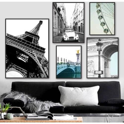 Paris Tower Pont Alexandre Triomphe Car Wall Art Canvas Painting Nordic Posters And Prints Wall Pictures For Living Room Decor