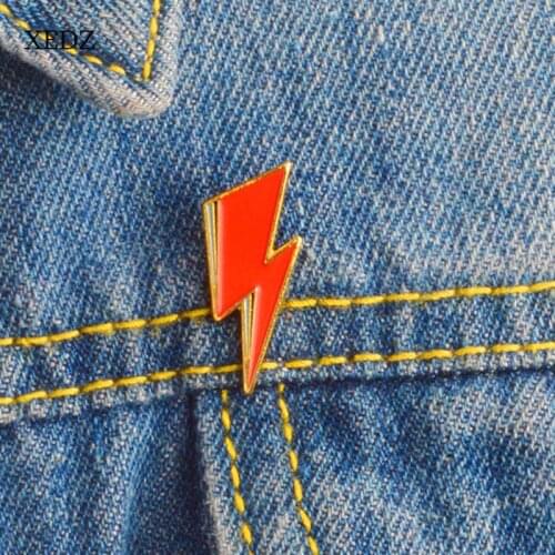 XEDZ New Red Lightning Phnom Penh Enamel Brooch Jewelry Punk Denim Clothes Pendant Gift for Friends