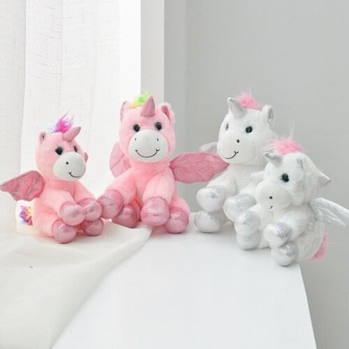 15cm New Soft Cute Rainbow Style Unicorn Toy Plush Toys Animals Horse Children Toys Baby Dolls Birthday Gifts Rainbow Wing Horse